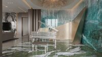 Керамогранит 600x1200 BASCONI HOME Jungle stone BHW-0046 зеленый оникс полированный ректификат