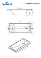 ВАННА АКРИЛОВАЯ ПРЯМОУГОЛЬНАЯ SMART 170 ЛЕВАЯ 63350
