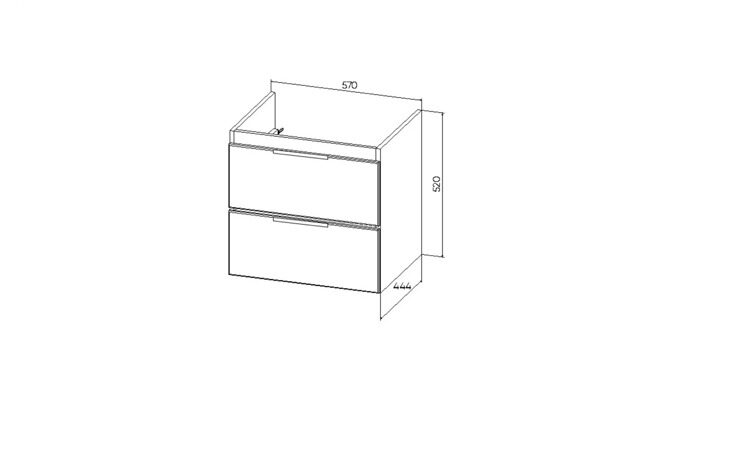 Тумба "Берлин" MODUO 60 2 ящика подвесная цемент 444х570х520 VBER60MDC-T2YP