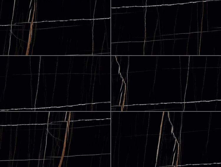 Керамогранит тонкий 600x1200 Matt Арт 7039 мрамор черный матовый