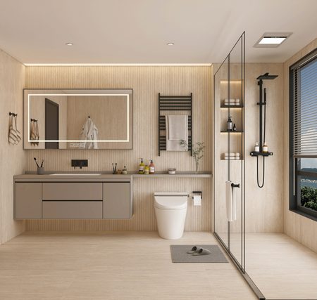 Керамогранит Global Tile 600x1200 Травертин Романо GT1206029907MCR светло-бежевый матовый карвинг фото в интерьере