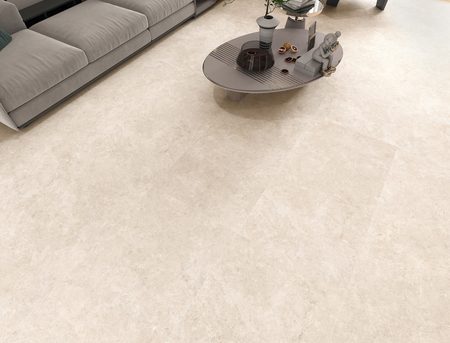 Керамогранит Global Tile 600x1200 Травертин Тиволи GT1206029807MCR светло-бежевый матовый карвинг фото в интерьере