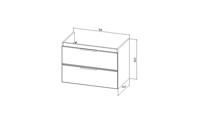 Тумба "Берлин" MODUO 80 2 ящика подвесная цемент 441х766х520 VBER80MDC-T2YP