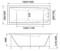 Ванна АКРИЛОВАЯ Marka One RAGUZA 180x80 01ра1880