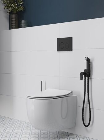Подвесной унитаз MODUO SMART Vortex DPL EO slim LP в ванной
