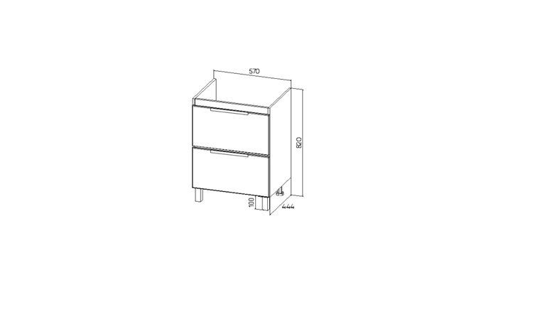 Тумба "Берлин" MODUO 60 2 ящика белая напольная 444х570х820 VBER60MDBEL-T2Y
